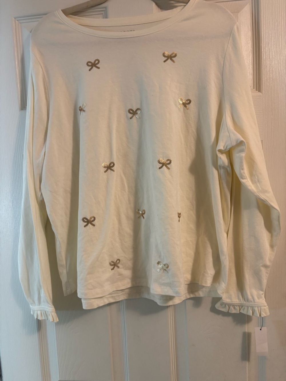 Talbots Cream Ribbed Plus-Size Top with Subtle Texture
